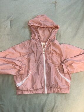 Women’s Cropped Pink Hooded Windbreaker Jacket